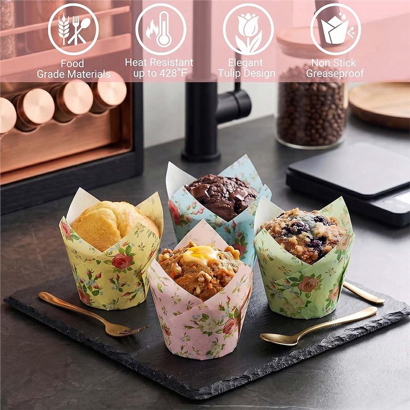 Wedding Cake Supply - A11I Papierowe foremki do babeczek, kwiatowe