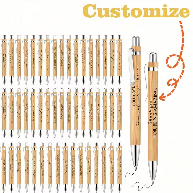 Wedding Supply Business - 30/60/80/120 szt. Personalizowane [Dostosowane] długopisy bambusowe